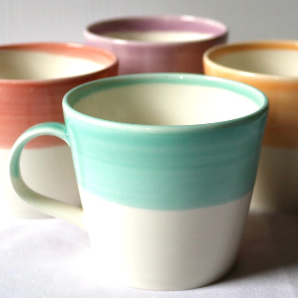 Set of 4 ROYAL DOULTON 1815 Porcelain Coffee Tea Mug Pink Teal Orange Purple - Picture 1 of 7
